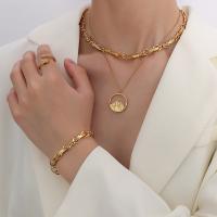 Титановые стали ожерелье, титан, с 5cm наполнитель цепи, 18K позолоченный, наматывающее ожерелье & разные стили для выбора & Женский, Золотой, 7.50mm, продается Strand