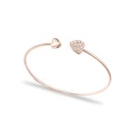 Zinc Alloy Cuff Bangle with Rhinestone Heart plated for woman 60mm Sold By PC