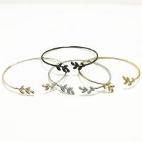 Tibetan Style Cuff Bangle, Leaf, plated, Unisex, more colors for choice, 62mm, Sold By PC