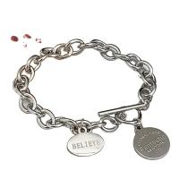 Titanium Steel Bracelet & Bangle, Geometrical Pattern, polished, Unisex, silver color, Length:Approx 20 cm, Sold By PC