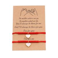 Couple Bracelet and Bangle Brass with Cotton Thread & Freshwater Shell Heart gold color plated Length Adjustable & braided bracelet & Unisex red nickel lead & cadmium free Length Approx 22 cm Sold By Pair