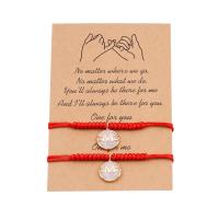 Couple Bracelet and Bangle, Brass, with Cotton Thread & Cats Eye, Letter H, gold color plated, Length Adjustable & braided bracelet & Unisex, red, nickel, lead & cadmium free, 15x15mm, Length:Approx 22 cm, Sold By Pair