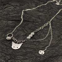 Stainless Steel Jewelry Necklace with Plastic Pearl Cartoon polished Unisex silver color Length Approx 50 cm Sold By PC