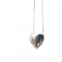 Edelstahl Schmuck Halskette, Herz, silberfarben plattiert, unisex & Schlangekette, Silberfarbe, 40x40mm, Länge ca. 45 cm, verkauft von PC