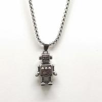 Stainless Steel Jewelry Necklace, Robot, silver color plated, Unisex & different styles for choice, silver color, 10x35mm, Length:Approx 48 cm, Sold By PC