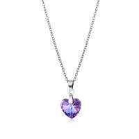 Crystal Necklace, Titanium Steel, with Crystal, Heart, silver color plated, Unisex & different styles for choice, more colors for choice, 10x10mm, Length:Approx 48 cm, Sold By PC