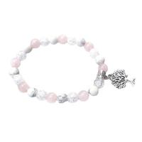 Gemstone Bracelets, Rose Quartz, with Howlite & Crackle Quartz, Tree, other effects, mixed colors, 8mm, Length:15 Inch, Sold By PC