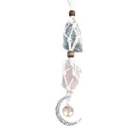 Gemstone Pendants Jewelry Natural Stone with Zinc Alloy Moon other effects mixed colors 5-8mm Length 27 cm Sold By PC