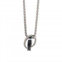 Stainless Steel Jewelry Necklace, plated, Unisex & enamel & with rhinestone, silver color, Length:70 cm, Sold By PC