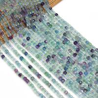 Fluorit Perlen, Würfel, DIY & facettierte, gemischte Farben, 4x4mm, verkauft per 38 cm Strang