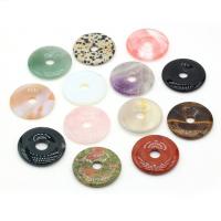 Gemstone Pendants Jewelry, Natural Stone, Donut, DIY, more colors for choice, 40x40mm, Sold By PC