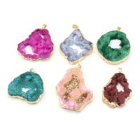Ice Quartz Agate Pendant, irregular, plated, DIY, more colors for choice, 40x30x6mm-50x30x6mm, Sold By PC