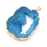 Ice Quartz Agate Pendant, irregular, plated, DIY, more colors for choice, 40x30x6mm-50x30x6mm, Sold By PC