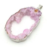 Ice Quartz Agate Pendant, with Alloy, irregular, DIY, more colors for choice, 40x30x6mm-50x30x6mm, Sold By PC