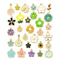 Tibetan Style Enamel Pendants, mixed, multi-colored, 15-26mm, 30PCs/Set, Sold By Set