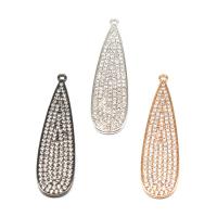 Cubic Zirconia Micro Pave Brass Pendant, Leaf, micro pave cubic zirconia, more colors for choice, 50x13x2mm, Sold By PC