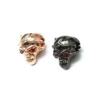 Cubic Zirconia Micro Pave Brass Beads, Skull, micro pave cubic zirconia, more colors for choice, 11x10x8mm, Sold By PC