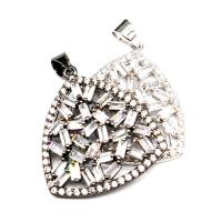 Cubic Zirconia Micro Pave Brass Pendant, Triangle, micro pave cubic zirconia, more colors for choice, 25x23x4mm, Sold By PC