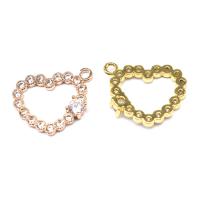 Cubic Zirconia Micro Pave Brass Pendant, Heart, micro pave cubic zirconia, more colors for choice, 16x18x2mm, Sold By PC