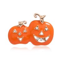 Broches de aleación de zinc, Diseño de Halloween & Joyería & para mujer & esmalte & con diamantes de imitación, naranja, Vendido por UD