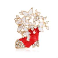 Christmas Brooches Zinc Alloy fashion jewelry & for woman & enamel & with rhinestone Sold By PC