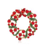 Christmas Brooches Zinc Alloy fashion jewelry & for woman & with rhinestone Sold By PC
