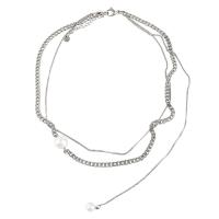 Tibetan Style Jewelry Necklace, with ABS Plastic Pearl, with 2.32 extender chain, Double Layer & fashion jewelry & for woman, original color, Length:14.06 Inch, Sold By PC
