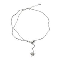 Collier de bijoux en alliage de zinc, avec 2.48 chaînes de rallonge, bijoux de mode & pour femme, couleur originale, Vendu par PC