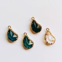 Brass Jewelry Pendants, Glass, with Brass, Teardrop, gold color plated, faceted, more colors for choice, 12x19mm, 20PCs/Bag, Sold By Bag