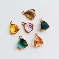 Glass Pendant with Brass Teardrop gold color plated faceted Sold By Bag