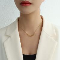 Titanstahl Halskette, mit Verlängerungskettchen von 5cm, plattiert, für Frau, goldfarben, 1x20x33mm, Länge:ca. 40 cm, verkauft von PC