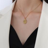 Titanium Steel Necklace, with 5cm extender chain, 18K gold plated, for woman, golden, 1.50x13x22mm, Length:Approx 40 cm, Sold By PC