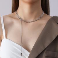 Titanstahl Halskette, plattiert, Doppelschicht & für Frau, Silberfarbe, 5x4x15x280x100mm, verkauft von PC