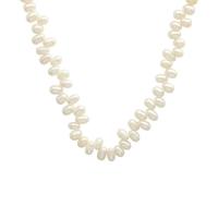 Natūralūs gėlavandenių perlų karoliai, Gėlo vandens perlų, su Titano plienas, su 5cm Extender grandinės, padengtą, moters, baltas, 10x7mm, Ilgis Apytiksliai 40 cm, Pardavė PC
