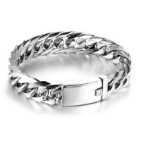 Titanium Steel Bracelet, plated, curb chain & for man, silver color, 16mm, Length:Approx 21.5 cm, Sold By PC