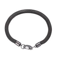 Bijoux bracelet en acier inoxydable, Acier inoxydable 316, Placage, unisexe & chaîne serpent, noire, 6.50mm, Vendu par Environ 23 cm brin
