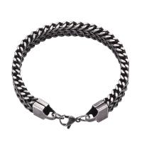 Stainless Steel Jewelry Bracelet 316 Stainless Steel plated Unisex & curb chain silver color 10mm Sold Per Approx 24 cm Strand