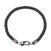 Bijoux bracelet en acier inoxydable, Acier inoxydable 316, Placage, unisexe & chaîne de corde, argent, 6.50mm, Longueur:Environ 23 cm, Vendu par PC