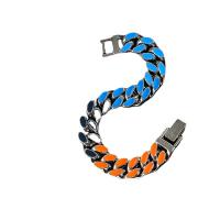 Bracelet en alliage de zinc, avec émail, Placage de couleur argentée, unisexe & styles différents pour le choix, plus de couleurs à choisir, Longueur:Environ 18 cm, Vendu par PC