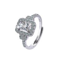 Cubic Zircon Brass Finger Ring with Cubic Zirconia platinum plated for woman silver color nickel lead & cadmium free Sold By PC