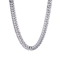 Collar de Acero Titanio, Partículas de acero, pulido, unisexo & cadenilla, plateado, 11mm, longitud aproximado 46 cm, Vendido por UD