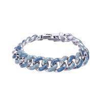 Tibetan Style Bracelet, with enamel, silver color plated, Unisex & different size for choice & curb chain, blue, 13mm, Length:Approx 18 cm, Sold By PC