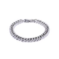 Titanium Steel Bracelet & Bangle polished Unisex & curb chain silver color 8mm Length 18 cm Sold By PC