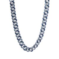 Zinklegierung Kette Halskette, mit Emaille, silberfarben plattiert, unisex & verschiedene Größen vorhanden & Kandare Kette, blau, 13mm, Länge:ca. 46 cm, verkauft von PC