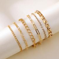 Zinc Alloy Bracelet Set bracelet plated 6 pieces & for woman & with rhinestone Sold By Set