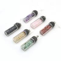 Gemstone Pendants Jewelry, Gemstone Chips, with Glass Bottle & Rhinestone Clay Pave, Bottle, DIY, more colors for choice, 16x55mm, Sold By PC