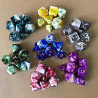 Acrylic Dice irregular 7 pieces & with number pattern 16mm 15mm 16.5mm 18mm 20mm Sold By Set