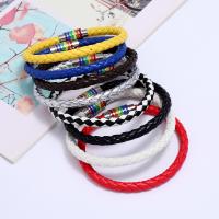 PU Leather Cord Bracelets with Zinc Alloy braided bracelet & Unisex Length Approx 8.66 Inch Sold By PC
