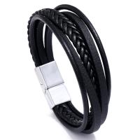 PU Leather Cord Bracelets with Zinc Alloy multilayer & Unisex Length Approx 8.1 Inch Sold By PC