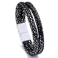 PU Leather Cord Bracelets, with Tibetan Style, Double Layer & Unisex & different styles for choice, more colors for choice, Length:Approx 8.1 Inch, Sold By PC